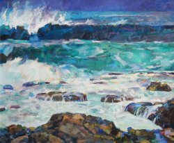 Storm Wave, oil on canvas, 44 x 53.5 inches, copyright ©2002, $6800