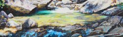 Big Rock Pool on Indian Creek, oil on canvas, 24 x 80 inches, copyright ©2020, $5200
