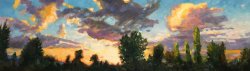 Sunset Over Airway Heights, oil on canvas, 14.5 x 48 inches, copyright ©2020, $2900