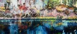 Hawk Creek Shoreline, oil on canvas, 27.5 x 63 inches, © 2018, SOLD