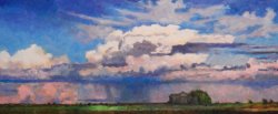 Summer Squall on the West Plains, oil on canvas, 21 x 50 inches, copyright ©2021, $3100