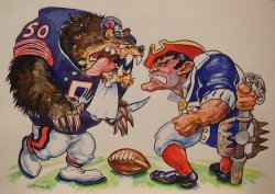 Bears vs. Patriots 1986, copyright ©, 13.5 x 18 inches