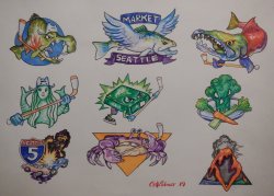 Logos for New Seattle NHL Hockey Team, 2019 copyright ©, 15 x 22 inches